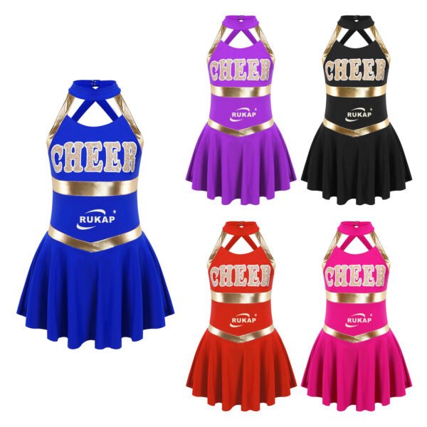OEM Fashion Style Cheer Costumes Kids Wholesale Rhinestone Cheerleading Uniforms Long Sleeve