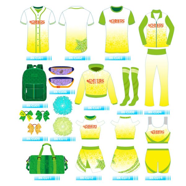 Yellow-green cheerleading combo outfit